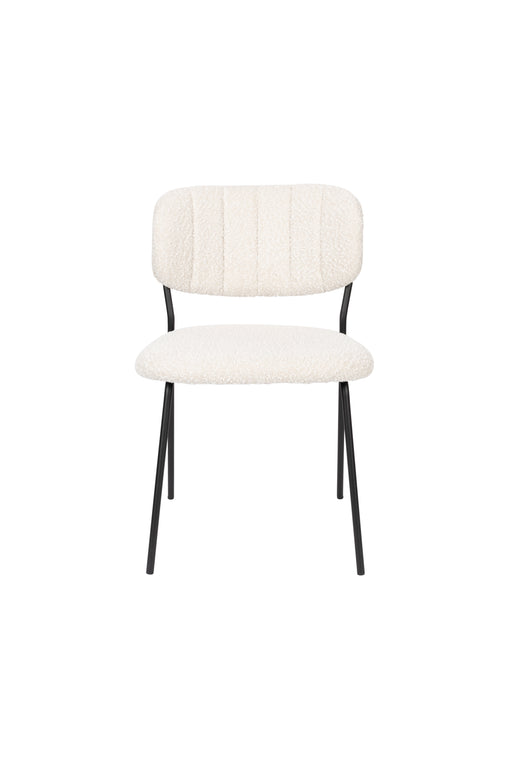 Eetkamerstoel Jolien Zwart/white Bouclã© Stof Wit 56x48 cm-Eetkamerstoelen-Creating Home