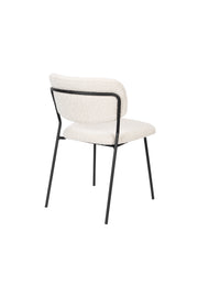 Eetkamerstoel Jolien Zwart/white Bouclã© Stof Wit 56x48 cm-Eetkamerstoelen-Creating Home