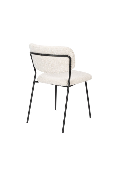 Eetkamerstoel Jolien Zwart/white Bouclã© Stof Wit 56x48 cm-Eetkamerstoelen-Creating Home