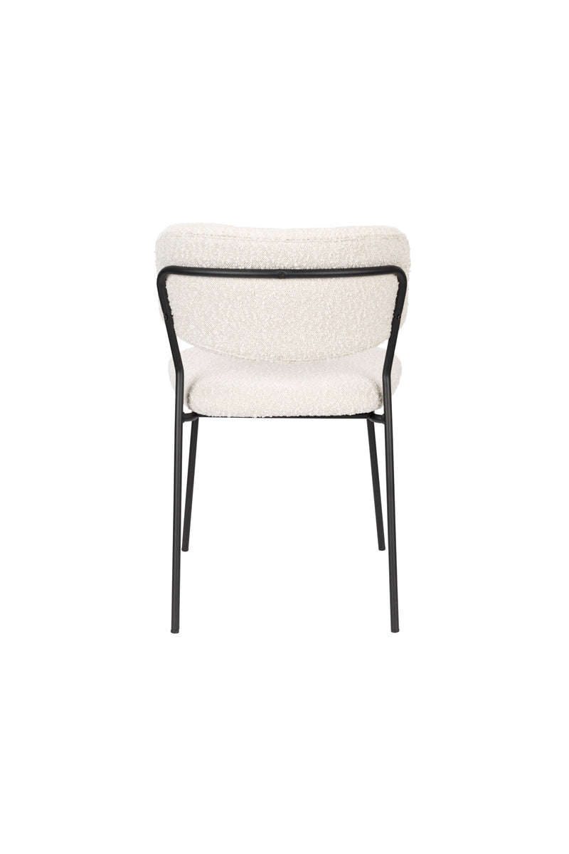 Eetkamerstoel Jolien Zwart/white Bouclã© Stof Wit 56x48 cm-Eetkamerstoelen-Creating Home