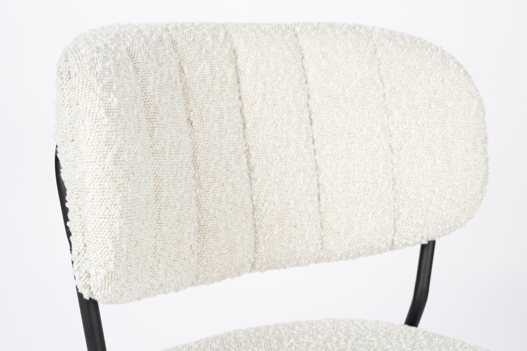 Eetkamerstoel Jolien Zwart/white Bouclã© Stof Wit 56x48 cm-Eetkamerstoelen-Creating Home