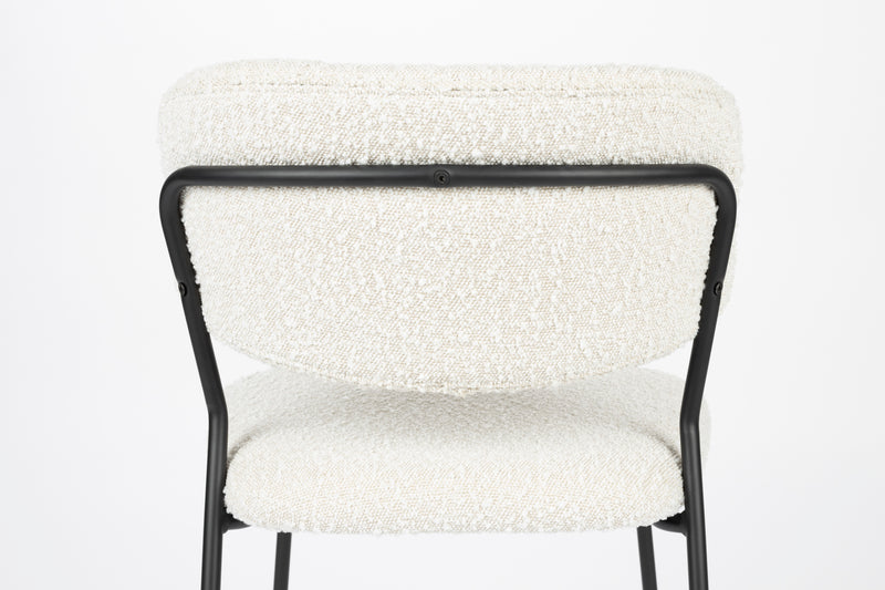 Eetkamerstoel Jolien Zwart/white Bouclã© Stof Wit 56x48 cm-Eetkamerstoelen-Creating Home
