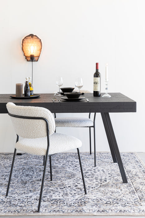 Eetkamerstoel Jolien Zwart/white Bouclã© Stof Wit 56x48 cm-Fauteuils-Creating Home