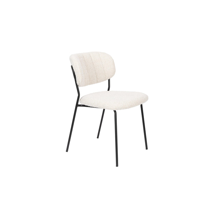 Eetkamerstoel Jolien Zwart/white Bouclã© Stof Wit 56x48 cm-Fauteuils-Creating Home