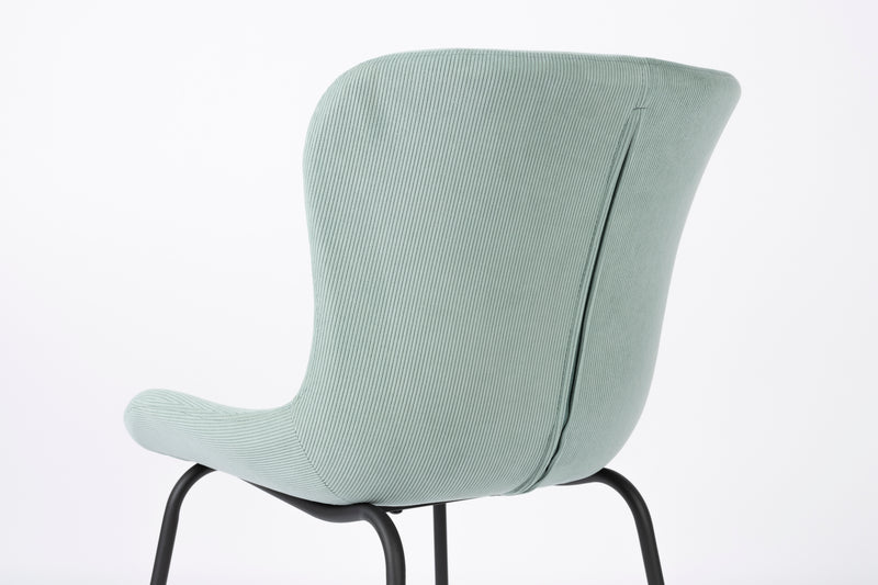Eetkamerstoel Junzo Rib Light Corduroy Groen 56x48 cm-Eetkamerstoelen-Creating Home
