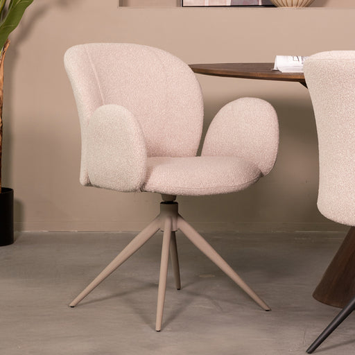 Eetkamerstoel Kimball - Naturel - Boucle - Taupe Metalen Frame-Eetkamerstoelen-LABEL51