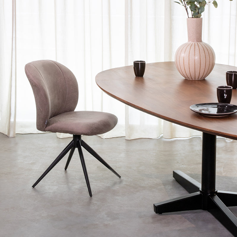 Eetkamerstoel Kimo Naturel Boucle Draaibaar 49x62x85 cm-Eetkamerstoelen-LABEL51