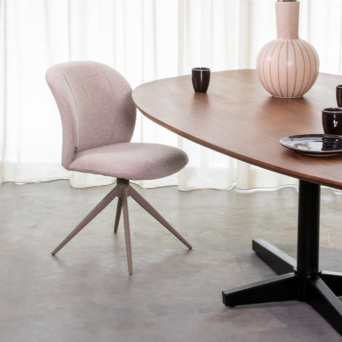 Eetkamerstoel Kimo - Naturel - Boucle - Taupe Metalen Frame-Eetkamerstoelen-LABEL51