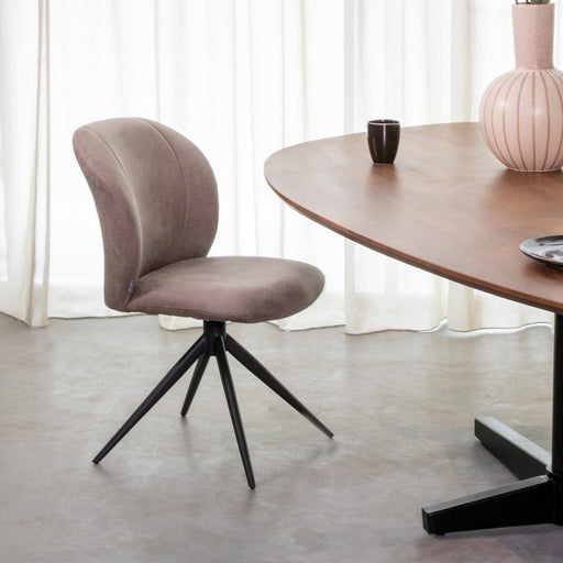 Eetkamerstoel Kimo - Taupe - Micro Suede - Draaibaar-Eetkamerstoelen-LABEL51