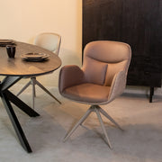 Eetkamerstoel Lasse Bruin Microvezel Taupe Metalen Frame-Eetkamerstoelen-LABEL51