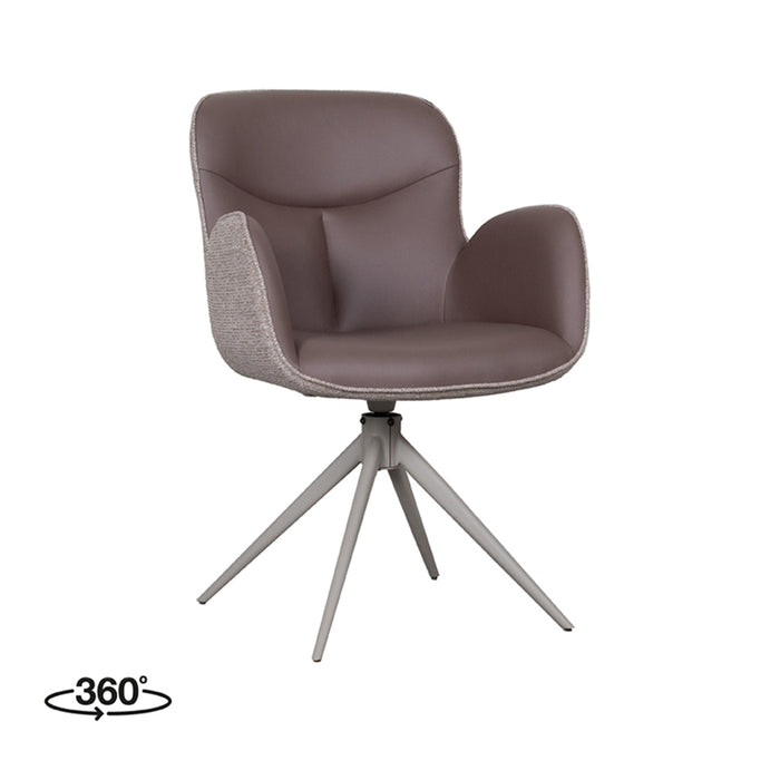 Eetkamerstoel Lasse - Bruin - Microvezel - Taupe Metalen Frame-Eetkamerstoelen-LABEL51