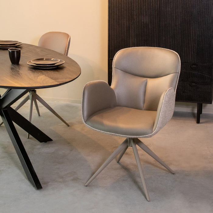 Eetkamerstoel Lasse - Forest - Microvezel - Taupe Metalen Frame-Eetkamerstoelen-LABEL51