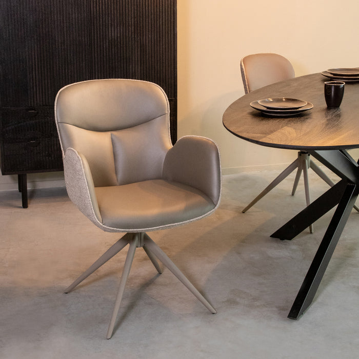 Eetkamerstoel Lasse - Forest - Microvezel - Taupe Metalen Frame-Eetkamerstoelen-LABEL51