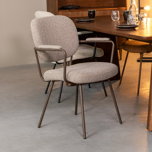 Eetkamerstoel Lausanne Mushroom Royal Boucle Brons 61x64x89 cm-Eetkamerstoelen-LABEL51