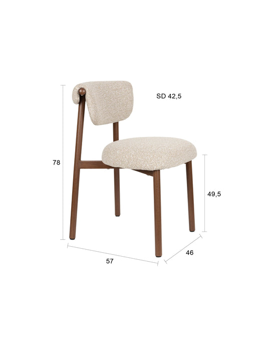 Eetkamerstoel Lee Polyester Beige 57x46 cm
