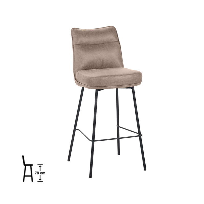 Eetkamerstoel Lennon Taupe Micro Suede Hoog 46x55x107 cm-Barkrukken-LABEL51
