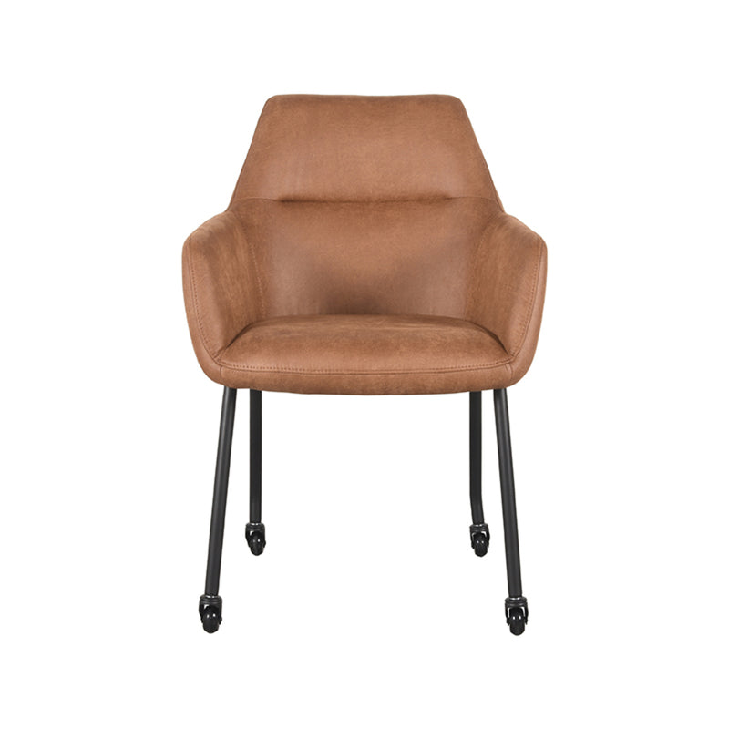 Eetkamerstoel Lenny Cognac Micro Suede 56x64x84 cm-Eetkamerstoelen-LABEL51