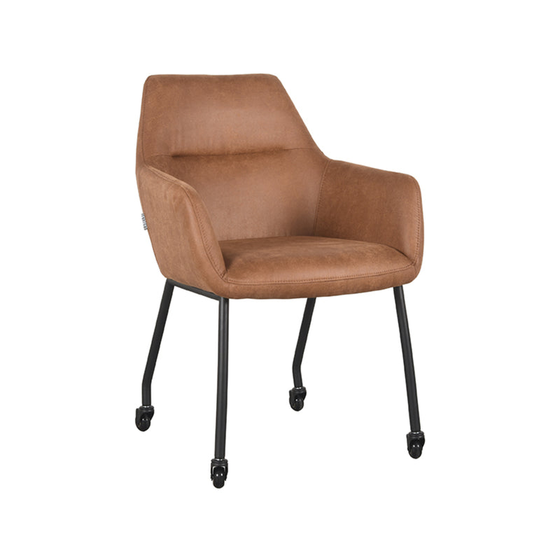Eetkamerstoel Lenny Cognac Micro Suede 56x64x84 cm-Eetkamerstoelen-LABEL51