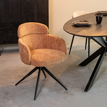 Eetkamerstoel Levi Cognac Elite Zwart Metalen Frame 56x60x80 cm-Eetkamerstoelen-LABEL51