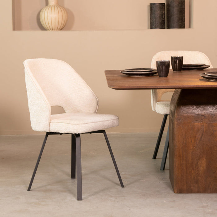 Eetkamerstoel Lewis - Creme - Elegance - Draaibaar-Eetkamerstoelen-LABEL51