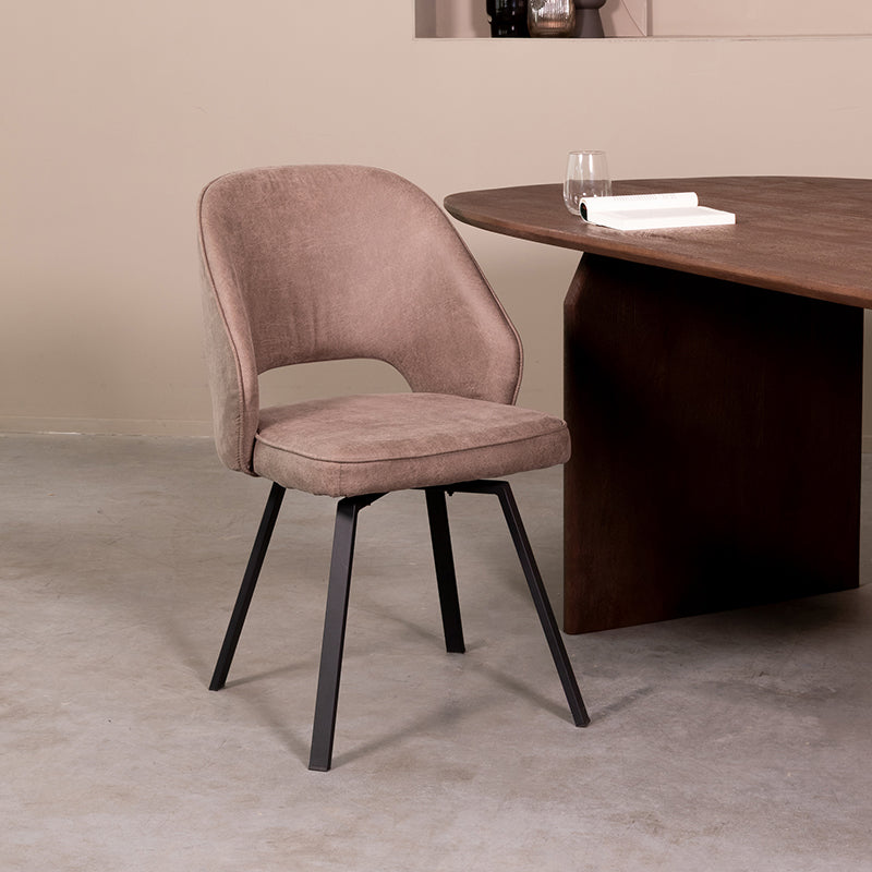 Eetkamerstoel Lewis Taupe Micro Suede Draaibaar 52x58x84 cm-Eetkamerstoelen-LABEL51