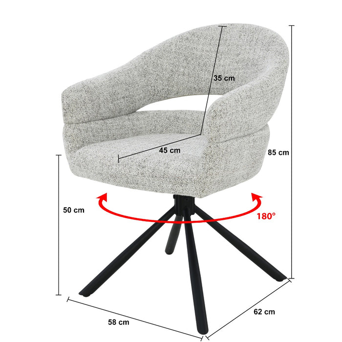 Eetkamerstoel Linn Bisque Oasis Draaibaar 58 cm-Livingfurn