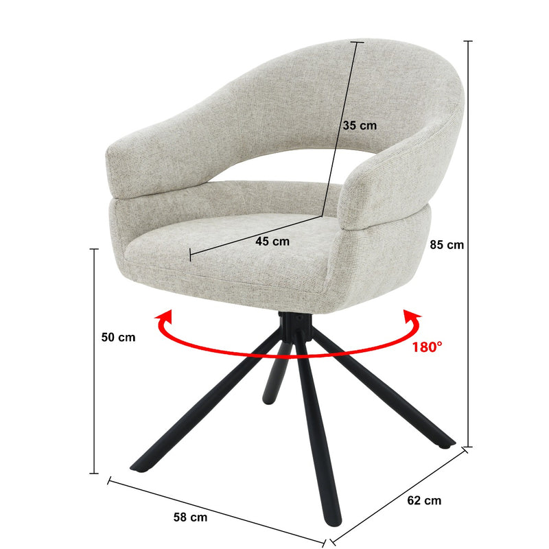 Eetkamerstoel Linn Toffee Draaibaar 58 cm 58x62x85 cm-Eetkamerstoelen-Livingfurn