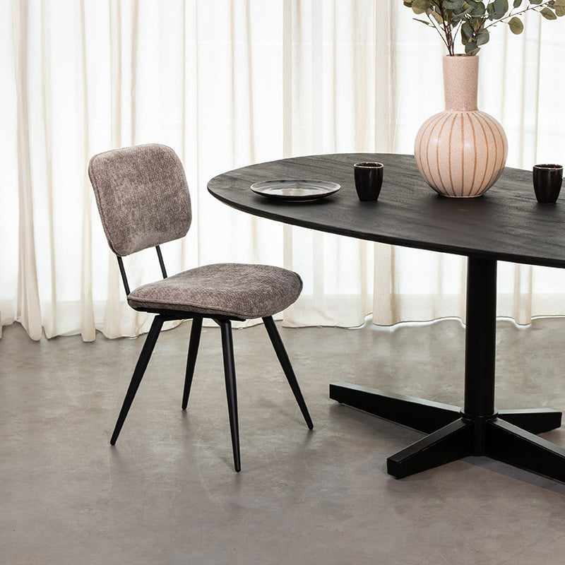 Eetkamerstoel Liva Stone Elite Zwart Metalen Frame 49x60x87 cm-Eetkamerstoelen-LABEL51
