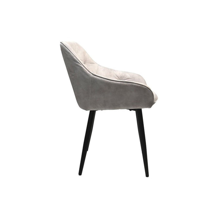 Eetkamerstoel Liverpool S/2 - 56x61x79 - Velours/metaal - Beige/zwart-Eetkamerstoelen-HSM Collection