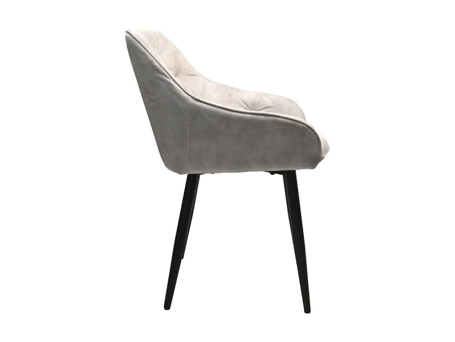 Eetkamerstoel Liverpool S/2 - 56x61x79 - Velours/metaal - Beige/zwart-Eetkamerstoelen-HSM Collection