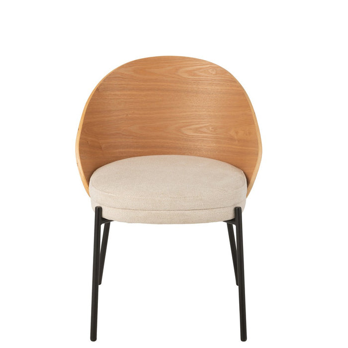 Eetkamerstoel Lone Ply Hout | Metaal Natuurlijk | Beige-Eetkamerstoelen-J-Line