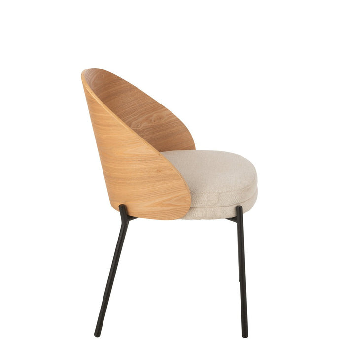 Eetkamerstoel Lone Ply Hout | Metaal Natuurlijk | Beige-Eetkamerstoelen-J-Line