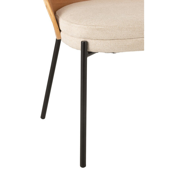 Eetkamerstoel Lone Ply Hout | Metaal Natuurlijk | Beige-Eetkamerstoelen-J-Line