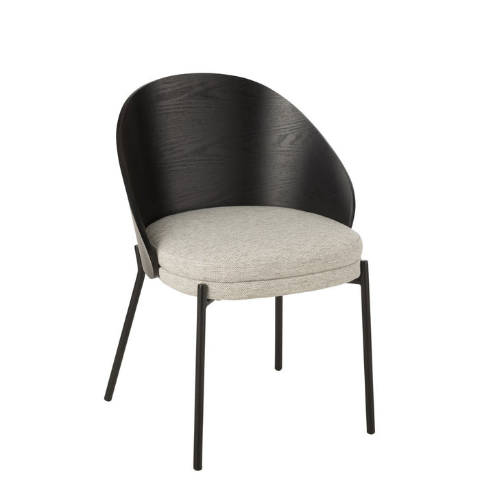 Eetkamerstoel Lone Ply Hout | Metaal Zwart | Grey-Eetkamerstoelen-J-Line