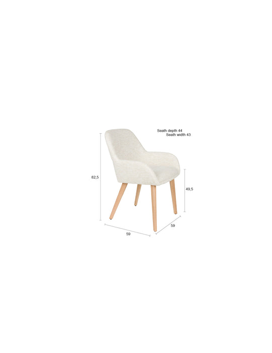 Eetkamerstoel Loua Off-white Polyester Wit 59x59 cm