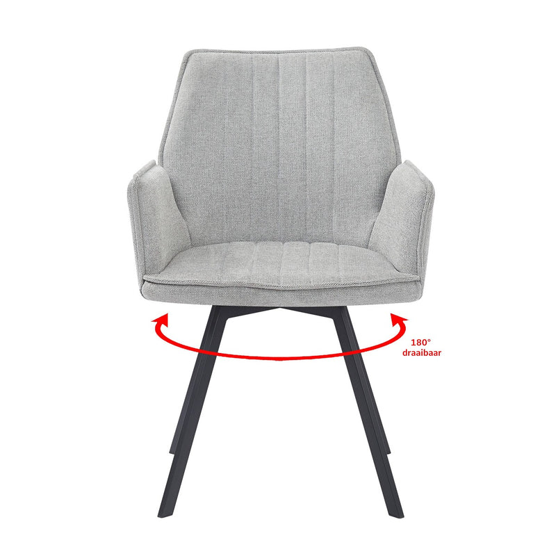 Eetkamerstoel Louise Grijs Draaibaar 58 cm-Eetkamerstoelen-Livingfurn