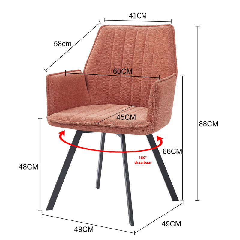 Eetkamerstoel Louise Roze Draaibaar 58 cm-Eetkamerstoelen-Livingfurn