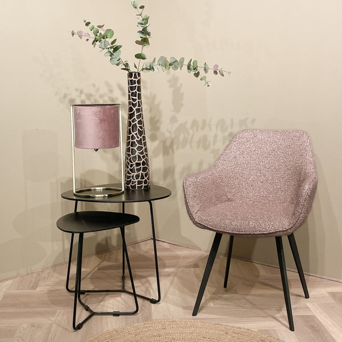 Eetkamerstoel Luca Bouclé Vintage Roze 59 cm-Eetkamerstoelen-Livingfurn