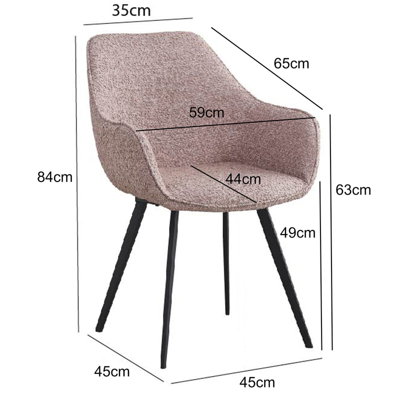 Eetkamerstoel Luca Bouclé Vintage Roze 59 cm-Eetkamerstoelen-Livingfurn