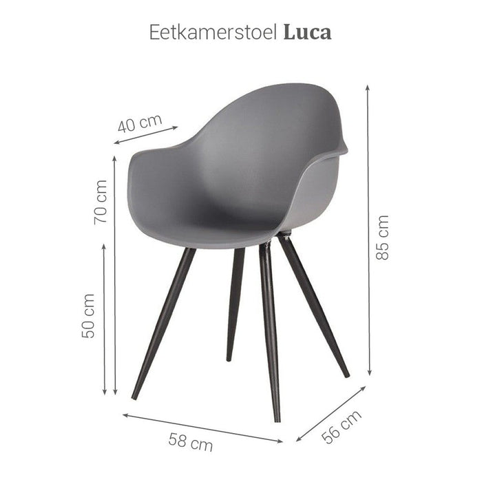 Eetkamerstoel Luca - Grijs - Kunststof-Eetkamerstoelen-LABEL51