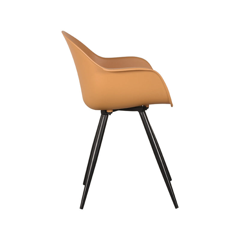 Eetkamerstoel Luca Oker PP Zwart Metalen Frame 58x54x85 cm-Eetkamerstoelen-LABEL51