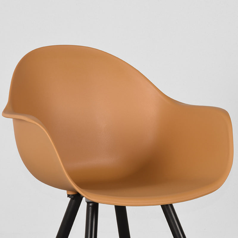 Eetkamerstoel Luca Oker PP Zwart Metalen Frame 58x54x85 cm-Eetkamerstoelen-LABEL51