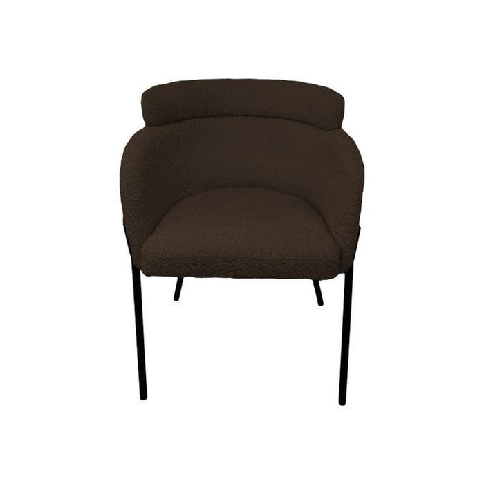 Eetkamerstoel Luca set van 2 - 57x60x81 - Espresso/zwart - Teddy/bouclé/metaal-Eetkamerstoelen-HSM Collection