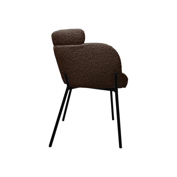 Eetkamerstoel Luca set van 2 - 57x60x81 - Espresso/zwart - Teddy/bouclé/metaal-Eetkamerstoelen-HSM Collection