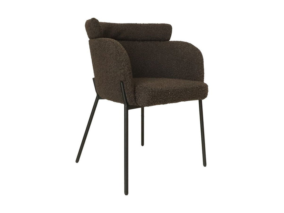 Eetkamerstoel Luca set van 2 - 57x60x81 - Espresso/zwart - Teddy/bouclé/metaal-Eetkamerstoelen-HSM Collection