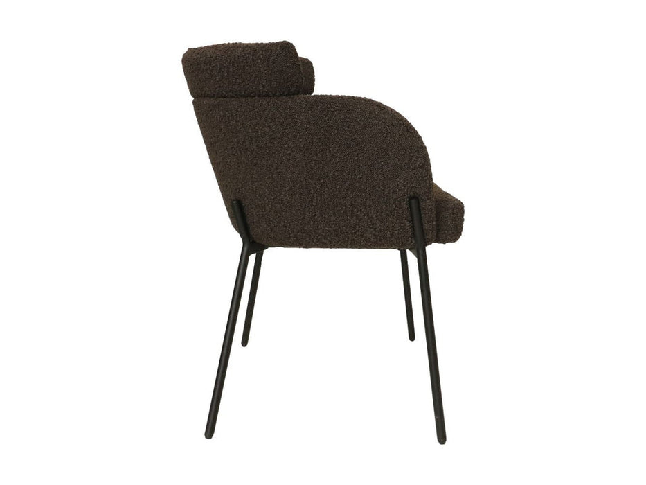 Eetkamerstoel Luca set van 2 - 57x60x81 - Espresso/zwart - Teddy/bouclé/metaal-Eetkamerstoelen-HSM Collection