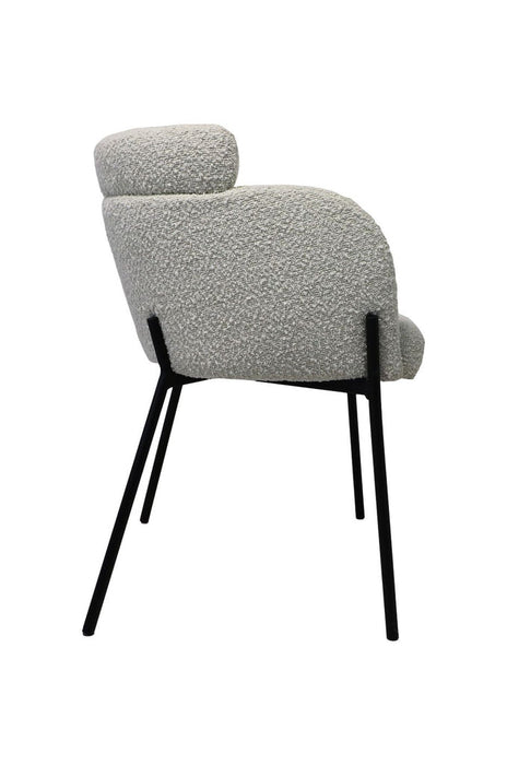 Eetkamerstoel Luca set van 2 - 57x60x81 - Wit/zwart - Teddy/bouclé/metaal-Eetkamerstoelen-HSM Collection