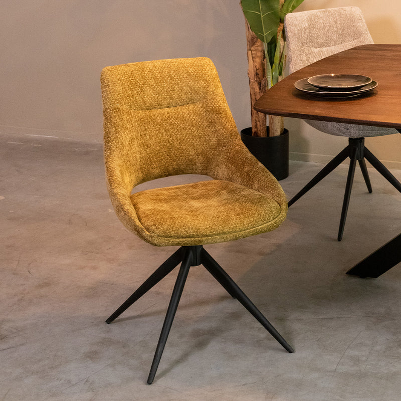 Eetkamerstoel Marlow Mustard Elite Draaibaar 48x63x86 cm-Eetkamerstoelen-LABEL51