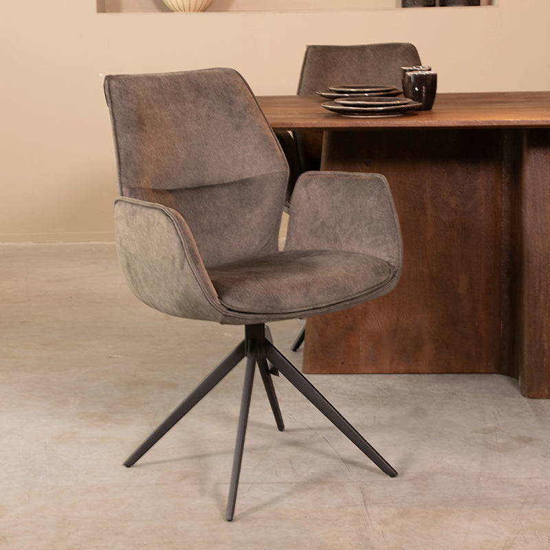 Eetkamerstoel Mellow Antraciet Cosmo Draaibaar 58x63x92 cm-Eetkamerstoelen-LABEL51