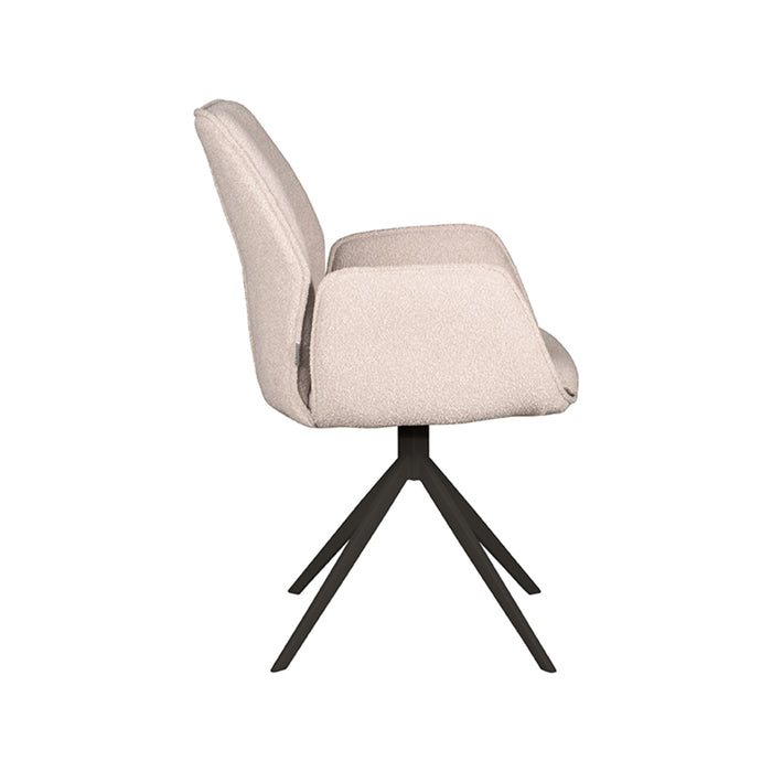 Eetkamerstoel Mellow - Naturel - Boucle - Draaibaar-Eetkamerstoelen-LABEL51